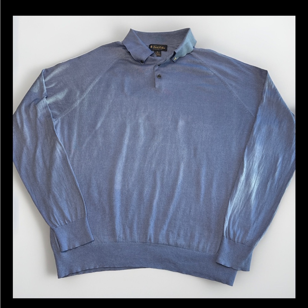 Brooks Brothers Sweater Mens XL Blue Silk Cashmere Cotton Blend Pullover EUC